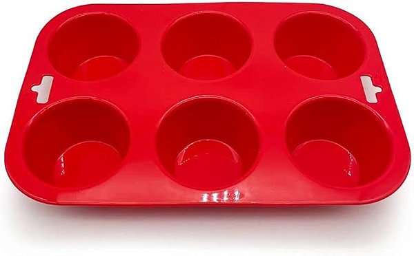 FORMA EM SILICONE PARA 6 BOLINHOS VERMELHA - MOZCADA
