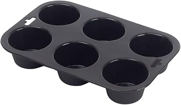 FORMA EM SILICONE PARA 6 BOLINHOS PRETA - MOZCADA