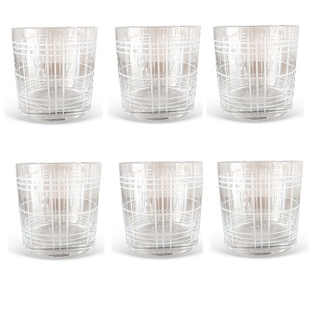CJ 06 COPOS VIDRO COM DETALHE EM FILETES TRANSPARENTE 410ML