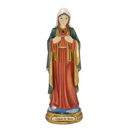 ESCULTURA IMACULADO CORACAO DE MARIA EM RESINA 30CM