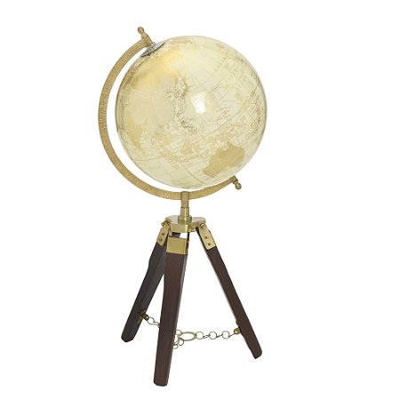 GLOBO TERRESTRE DECORATIVO COM TRIPE EM PVC/METAL 49,5CM