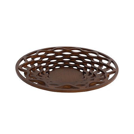 CENTRO DE MESA DECORATIVO MADEIRA EM CURVAS MARROM 52cm