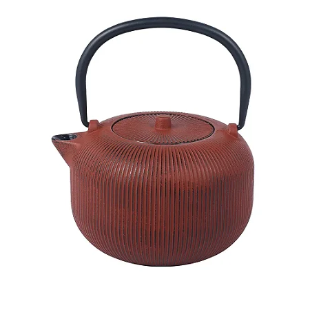 CHALEIRA DE FERRO CANELADO VERMELHO 1 LITRO