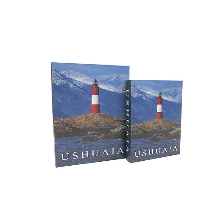 CJ 02 LIVROS CAIXA DECORATIVO USHUAIA AZUL