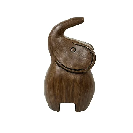 ESCULTURA ELEFANTE DECORATIVO EM RESINA MARROM 32CM