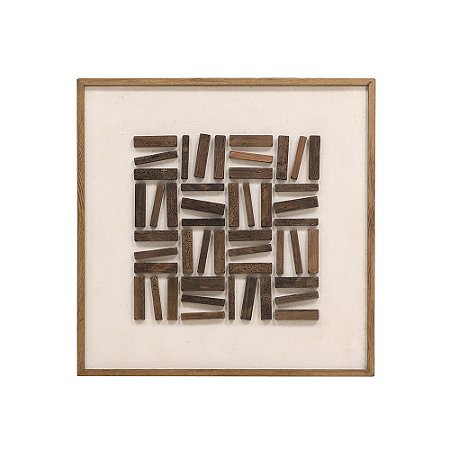 QUADRO BRANCO LINHAS EM MADEIRA NATURAL DECORATIVO 82cm UN.