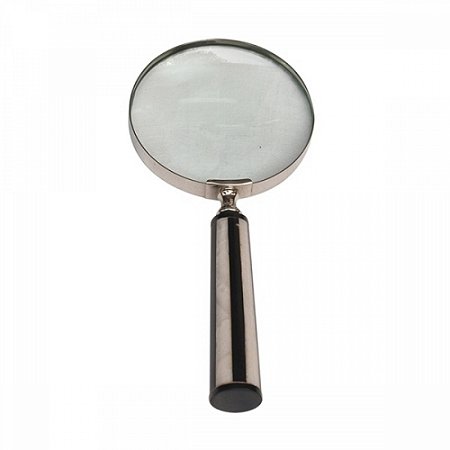 LUPA DE AUMENTO EM METAL PRETO E BRANCO  22,5CM