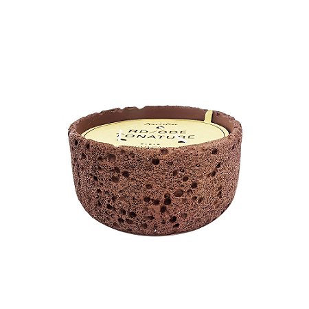 CACHEPOT COM VELA AROMATIZADA EM CIMENTO TEXTURAS MARROM
