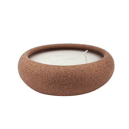 CACHEPOT COM VELA AROMATIZADA VANILLA EM CERAMICA MARROM P
