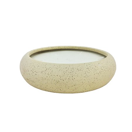 CACHEPOT COM VELA AROMATIZADA VANILLA EM CERAMICA BEGE G