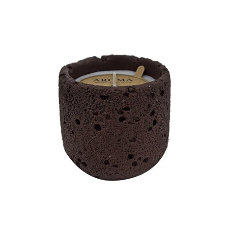 CACHEPOT COM VELA AROMATIZADA EM CIMENTO MARROM