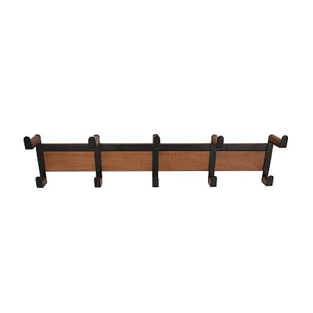 CABIDEIRO DE PAREDE EM METAL E MADEIRA NATURAL E PRETO 70cm