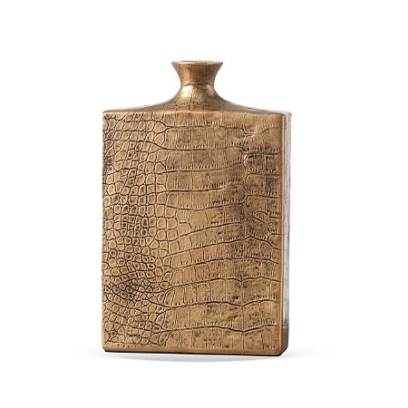 VASO DECORATIVO EM RESINA ESTILO CROCO DOURADO 24cm