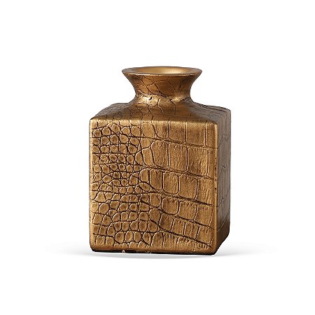 VASO DECORATIVO EM RESINA ESTILO CROCO DOURADO 11,5cm