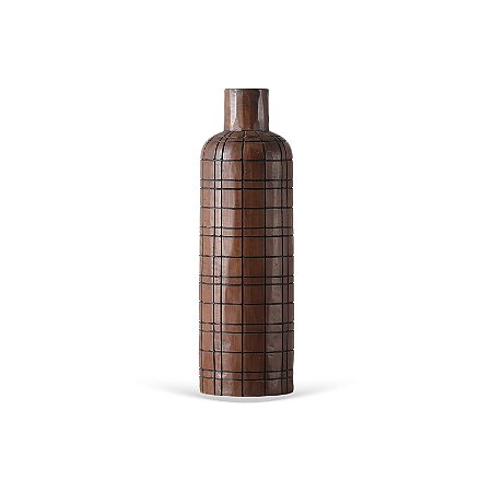 VASO DECORATIVO EM RESINA ESTILO MADEIRA MARROM 39,5CM