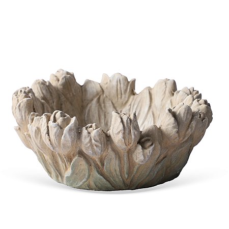 VASO DECORATIVO EM CIMENTO TULIPAS 23,5cm