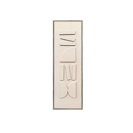 QUADRO DECORATIVO COM MOLDURA EM MADEIRA RELEVO FORMAS BRANCO cadastrar