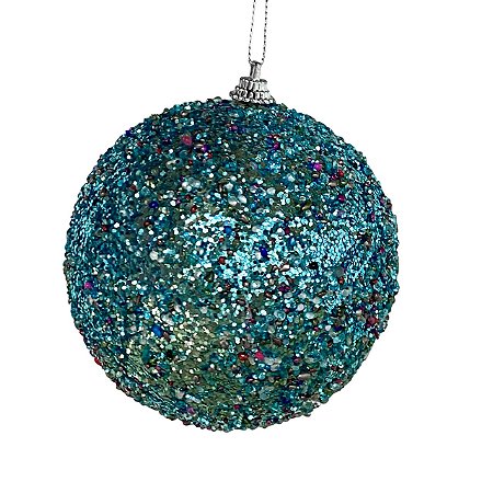 Conj 03 Bolas Natalina Azul Decorada - 10cm