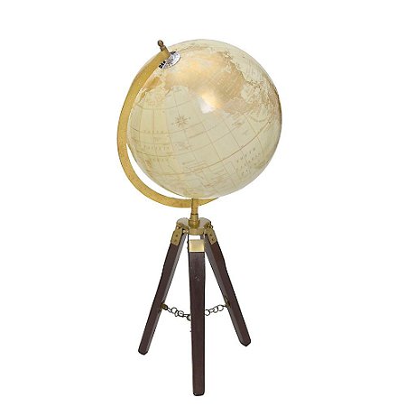 GLOBO TERRESTRE DECORATIVO COM TRIPE EM PVC/METAL 56,5CM