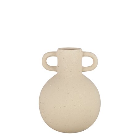 VASO DECORATIVO COM ALCA IV BEGE RUSTICO 16,5CM