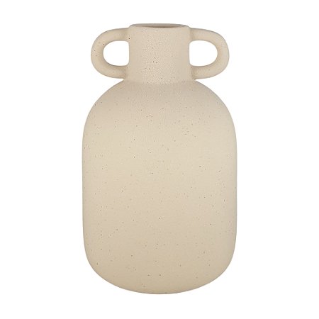 VASO DECORATIVO COM ALCA I BEGE RUSTICO 20,5CM