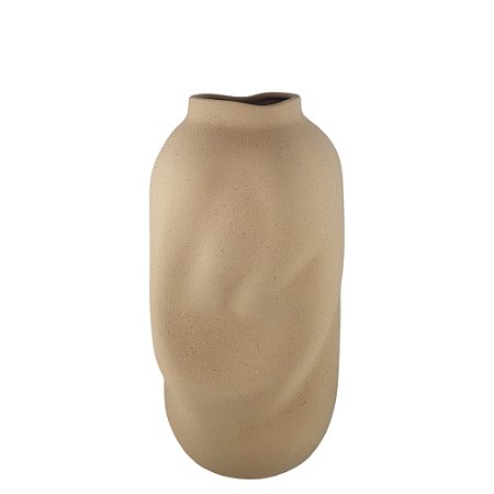 VASO DECORATIVO EM CERAMICA MARROM RUSTICO VOLUTA II 32CM