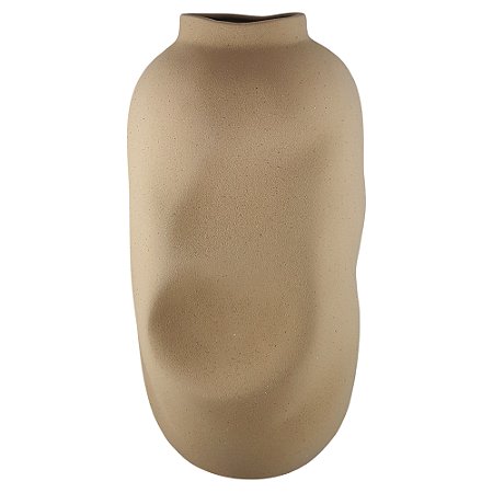 VASO DECORATIVO EM CERAMICA VOLUTA I MARROM RUSTICO 38,5CM