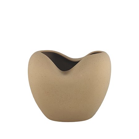 VASO DECORATIVO EM CERAMICA MARROM RUSTICO ATOMO IV 18,5CM