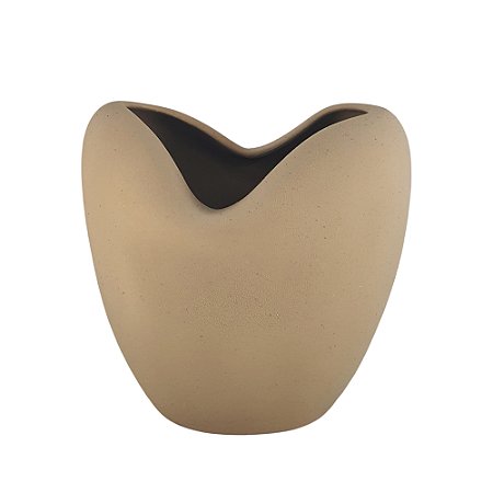 VASO DECORATIVO CERAMICA MARROM RUSTICO ATOMO III 24CM