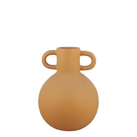 VASO DECORATIVO EM CERAMICA CARAMELO COM ALCA IVC 16,5CM