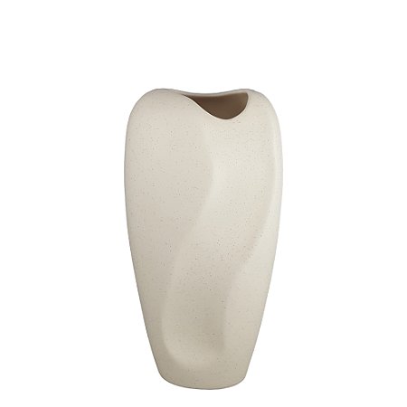 VASO EM CERAMICA DECORATIVO OFF WHITE LUMINA II 34CM