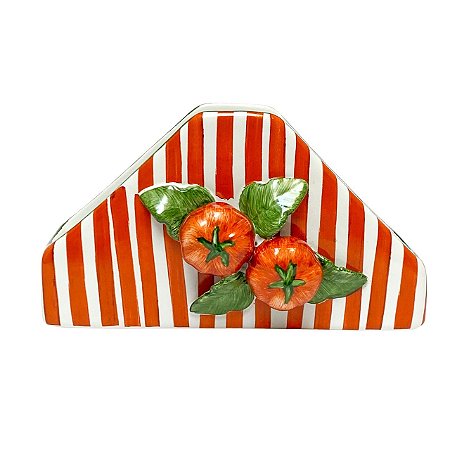 PORTA GUARDANAPO CERAM TOMATE GOURMET ITALIA LUIZ SALVADOR