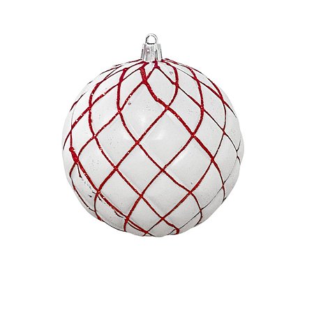 CON 03 BOLAS NATALINAS PLASTICO BRANCA C VERM 12CM FLORARTE