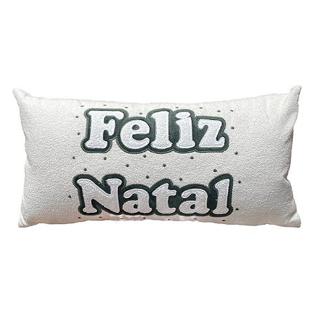 Almofada Retangular Boucle Bordada Feliz Natal 40X25