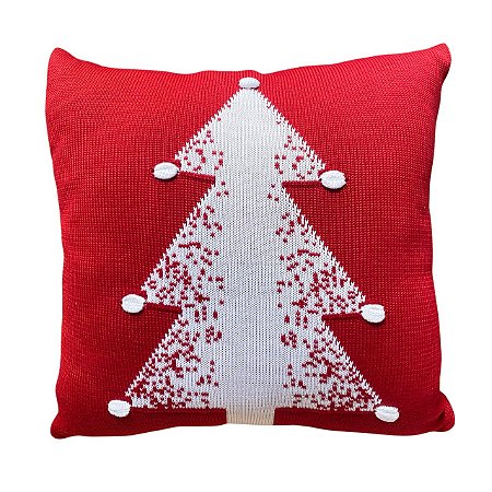 Almofada Pinheiro Tricot 50x50 Vermelho/Branco
