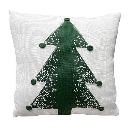 Almofada Pinheiro Tricot 50x50 Branco/Verde