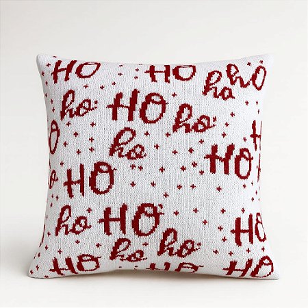Almofada HoHoHo Tricot 50x50 Branco/Vermelho