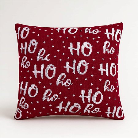 Almofada HoHoHo Tricot 50x50 Vermelho/Branco
