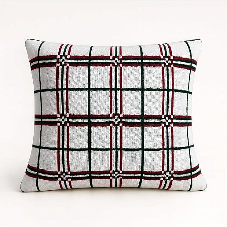 Almofada Xadrez Tricot 50x50 Branco