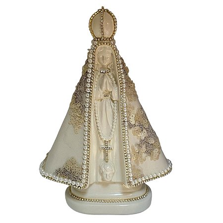 ESCULTURA NOSSA SRA APARECIDA COM RENDA TRABALHADA DE RENOIR 28CM