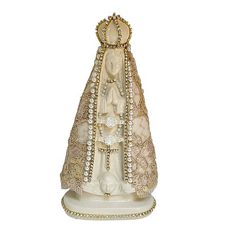 ESCULTURA NOSSA SRA APARECIDA COM RENDA TRABALHADA DE RENOIR 20CM