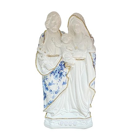 ESCULTURA SAGRADA FAMILIA EM PE BRANCA DECOUPADA DE 30CM