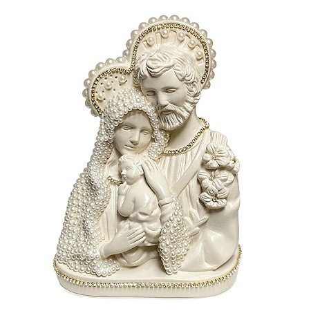 ESCULTURA BUSTO DA SAGRADA FAMILIA COM PEROLA DE RENOIR 20CM