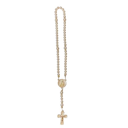 TERCO G APARECIDA COM STRASS E PEROLA ROSE 34cm