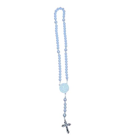 TERCO SAO BENTO GG PRATA DE PEROLA COM STRASS BRANCO 53CM