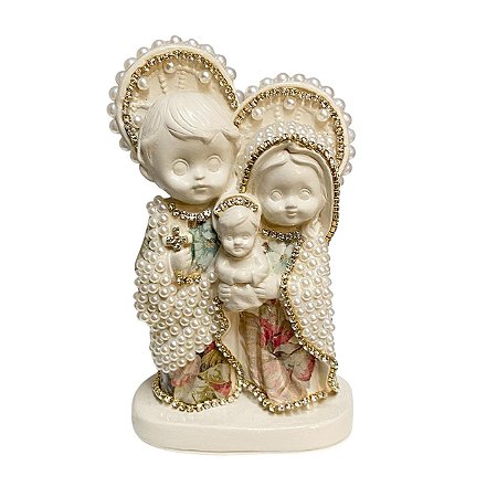 ESCULTURA SAGRADA FAMILIA EM BABY DECOUPADA EM RENOIR 15CM