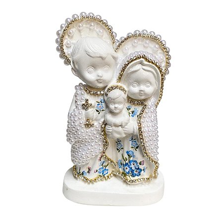 ESCULTURA SAGRADA FAMILIA BABY DECOUPADA AZUL 14CM