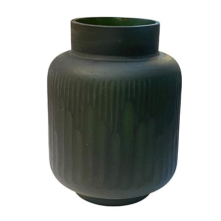 VASO VIDRO VERDE FOSCO DECORATIVO 24X12CM