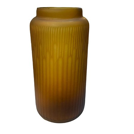 VASO DECORATIVO EM VIDRO MARROM FOSCO 38X18CM
