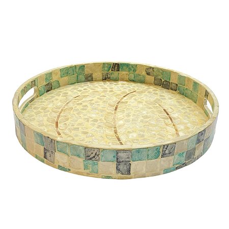 BANDEJA DECORATIVA MADREPEROLA REDONDA 35X5CM